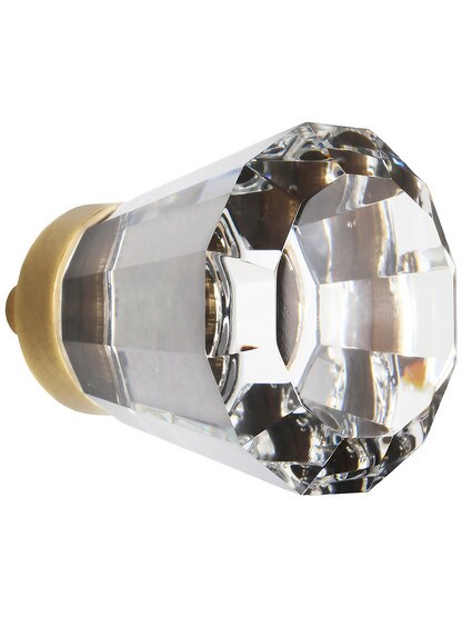 Medium Brookmont Crystal Cabinet Knob With Solid Brass Base in Antique Brass.